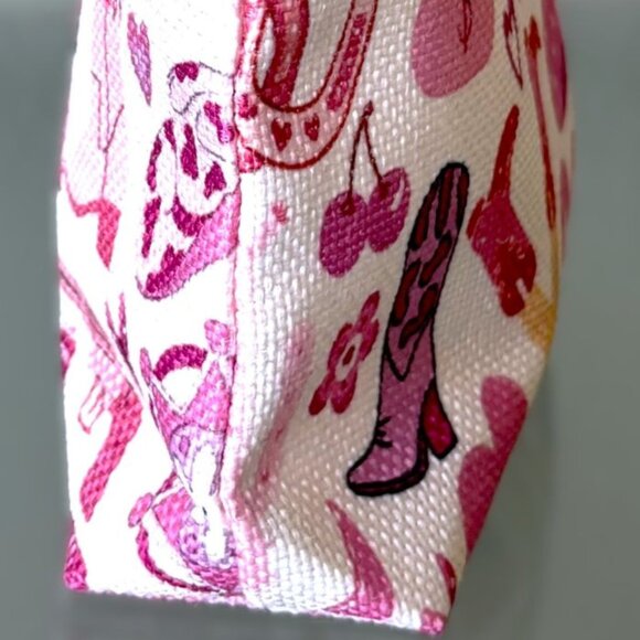Cute Pink Cowgirl Girly Western Pouch Makeup Cosmetics Toiletries Travel Bag New - Picture 5 of 5